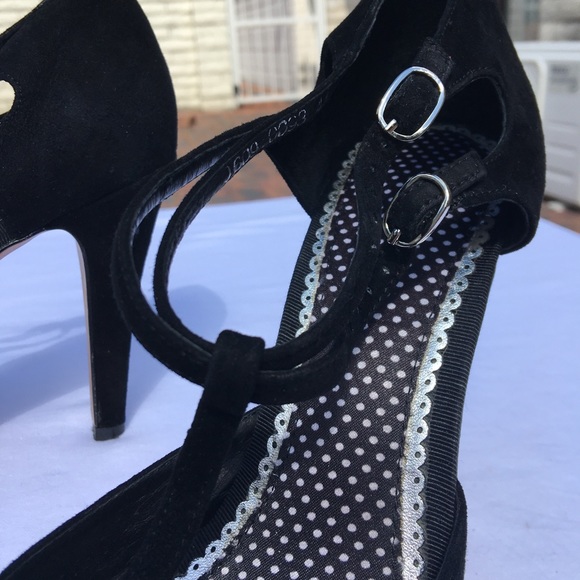 Jigsaw Black Suede Leather Mary Jane Pump Heels Size 10 - Picture 5 of 16